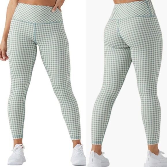 GLYDER Green and White Gingham Plaid Leggings Small - Picture 1 of 6